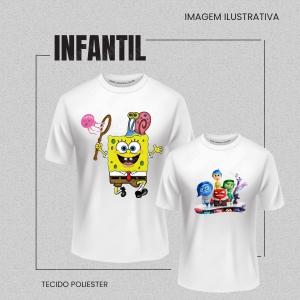 Camiseta Básica Infantil Poliéster  Manga Curta Estampa Colorida Sublimação Costurado 