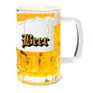 Caneca de Chopp em Vidro Cristal  500ml com tarja VIDRO CRISTAL 9X18 - ÁREA DE PERSONALIZAÇÃO  Brilho  