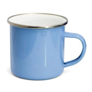 CANECA DE METAL AZUL BEBÊ COM BORDA PRATA E INTERIOR BRANCO - 325ML      