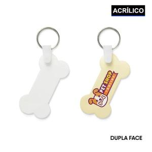 Chaveiro Acrílico Branco Dupla Face - Osso  5x3cm  COLORIDO- SUBLIMAÇÃO  